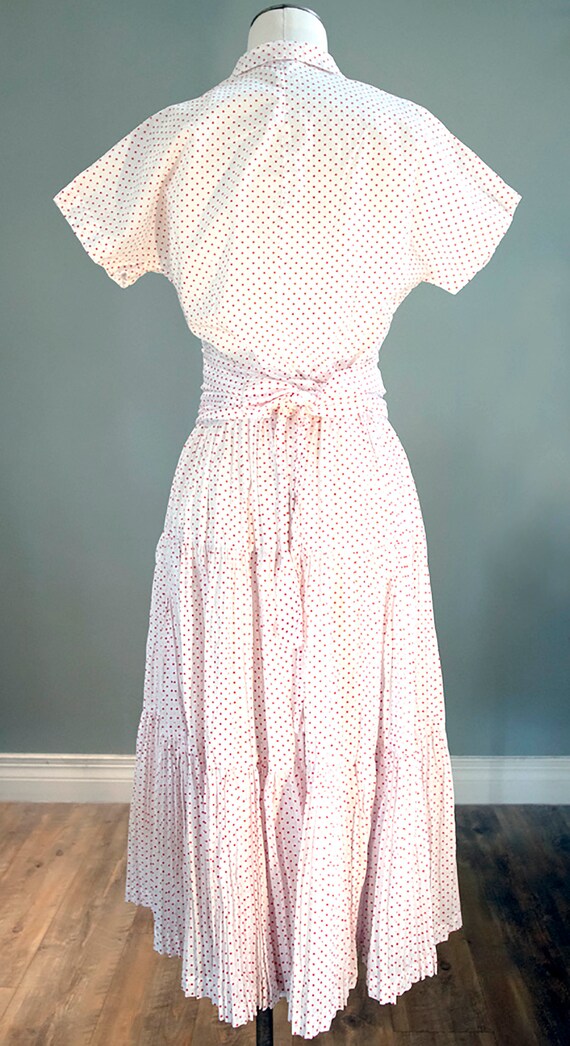 1950s Vintage White and Red Polka Dots Retro Rock… - image 3