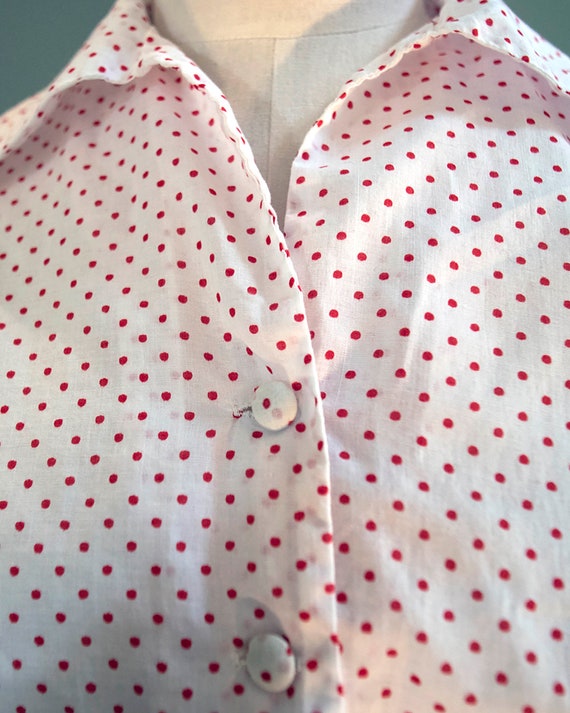 1950s Vintage White and Red Polka Dots Retro Rock… - image 7