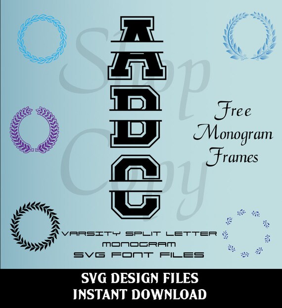 Varsity Split Letter Monogram Font And Numbers Svg Studio V3 Etsy