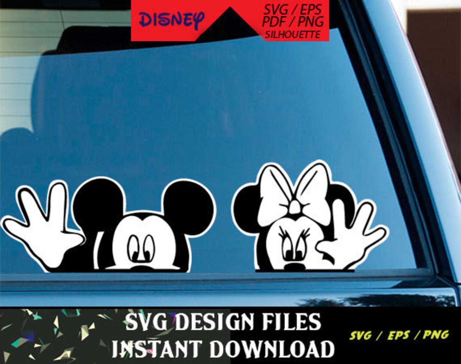 Mickey and Minnie Disney Car Decal SVG files T Shirt Design Etsy