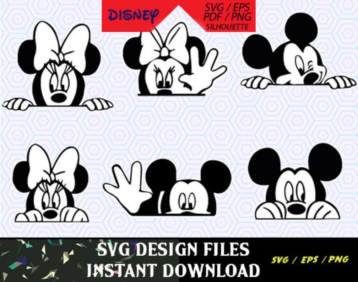 Mickey and Minnie Disney Car Decal SVG files T Shirt Design Etsy