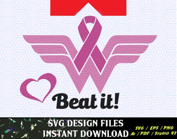 Download Wonder Woman Breast Cancer Awareness Ribbon svg file for | Etsy