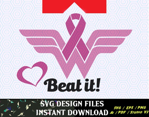 Download Wonder Woman Breast Cancer Awareness Ribbon svg file for | Etsy