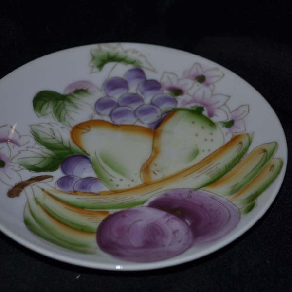 Vintage Hand Painted Plate, Hand Painted Fruit Plate