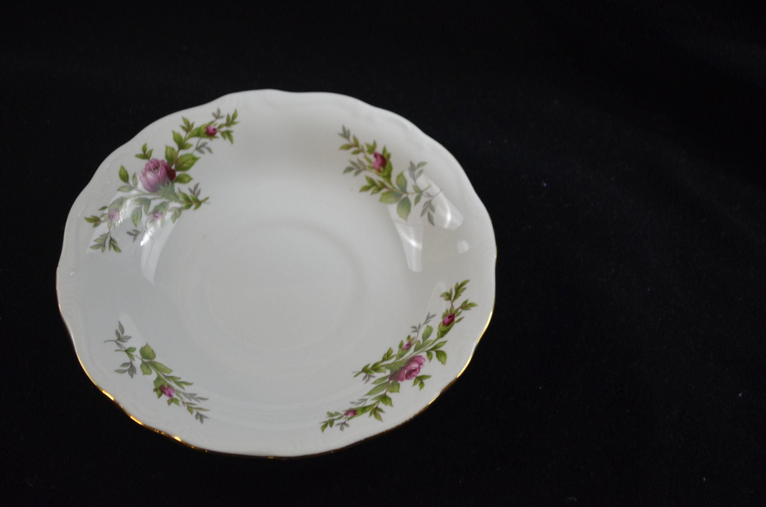 Moss Rose Plates, Cups, Snack Set, Vintage Cake Plate by