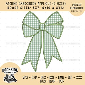 Coquette Bow Applique Design, Satin Edge Machine Embroidery File, Instant Digital Download Bundle