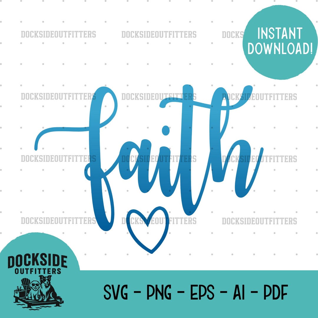 Faith Word Art PNG SVG EPS Christian Inspirational Floral Clipart ...