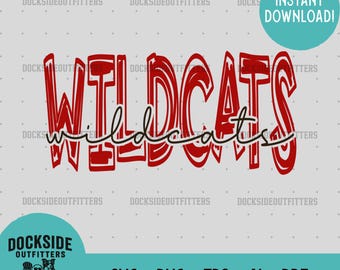 Wildcats Mascot Cursive SVG PNG: School Team Spirit Clipart (Digital Download)