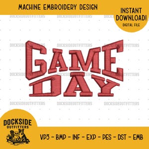 Game Day Puff Hat Embroidery Design, 3D Puff Embroidery File for Hats, Digital Download Cap Stitch Design, Sport Team Embroidery