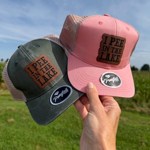 I Pee In The Lake Ponytail Hat: Outdoor Cap Ladies Cut Mesh back Cap