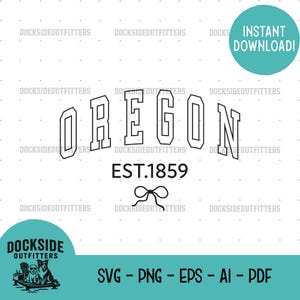 Oregon  Ribbon Digital Download, EST year  Design PNG svg eps ai pdf Instant, Oregon EST Ribbon Clipart
