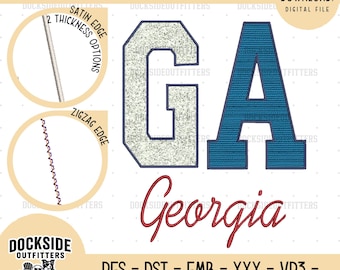 Georgia Embroidery Design , Applique Collegiate Font, Instant Download Bundle