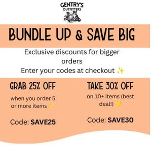 May include: An advertisement with the text "BUNDLE UP & SAVE BIG" in bold letters. It offers exclusive discounts for larger orders. The ad includes codes SAVE25 for 25% off and SAVE30 for 30% off.