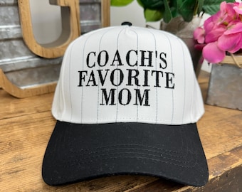 Coach's Favorite Mom Striped Structured Hat: Funny sports Life Cap