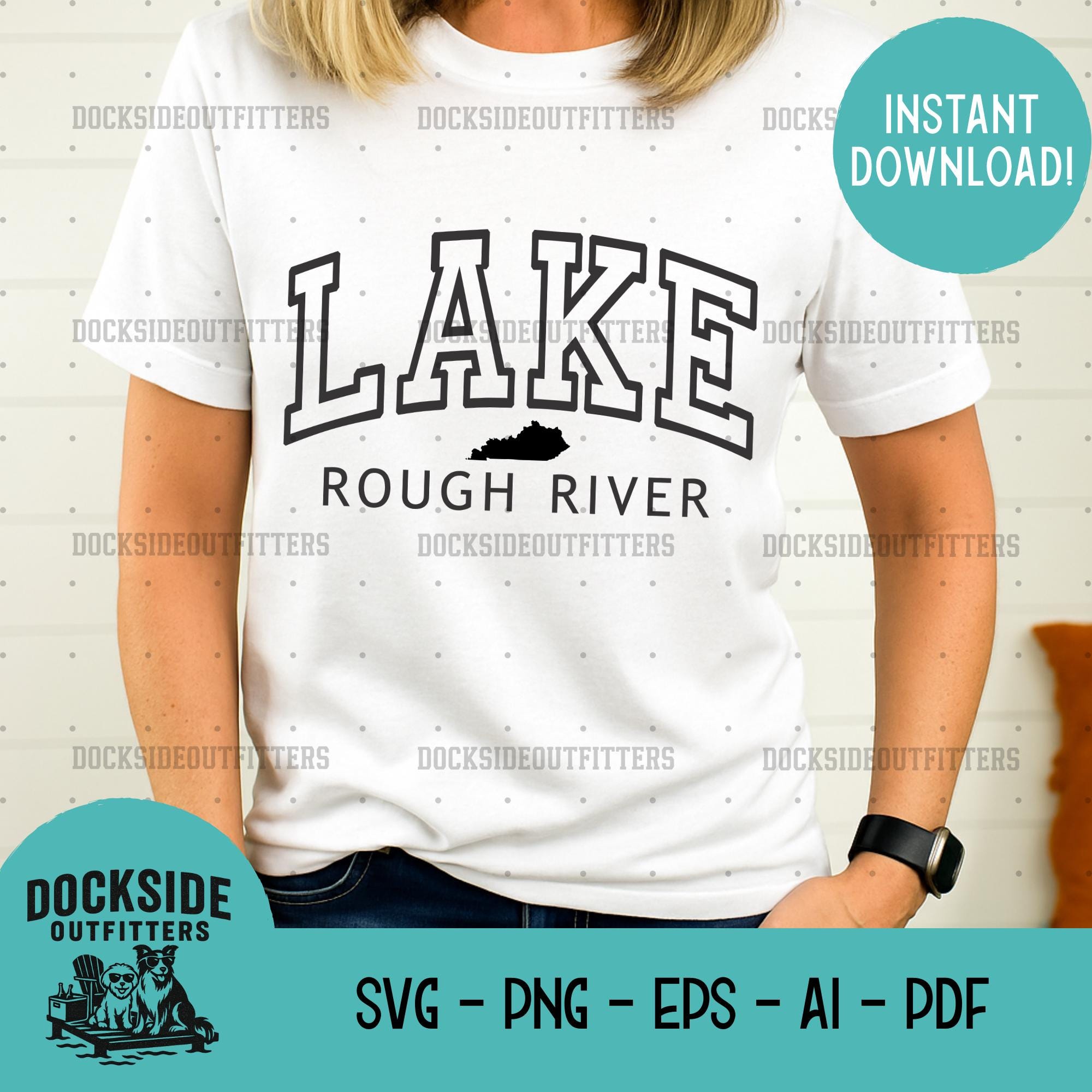 Rough River Lake Map SVG, Kentucky Lake Map Png, Digital Lake Outline ...