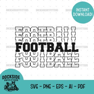 Collegiate Outline Stacked SVG, Football School Sports PNG, Team Pride Clipart, Digital Download EPS ai pdf Game Day Design