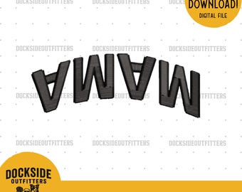 Puffbroderihattdesign, mamma upp och ner digital fil, omedelbar nedladdning, 3D-maskinbroderi