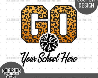 Custom Cheer Team Leopard Print Design: School Name PNG SVG (Digital Download