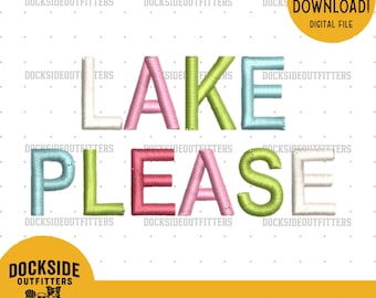 Lake Please Embroidery Design for Hat, Summer Lake Vibes Digital Embroidery File, Instant Download Outdoor Vacation Embroidery Pattern