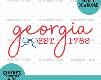 Georgia Bow State Design SVG PNG DTF, Digital Download, Cricut Silhouette Sublimation Laser Engravers