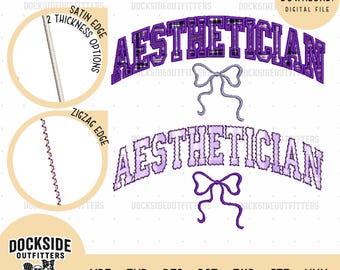 Aplique de bordado de esteticista, diseño de lazo coqueto de esteticista, paquete de descarga digital instantánea