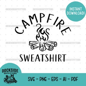 Campfire Sweatshirt Design | Bonfire Clipart PNG SVG EPS ai pdf Instant Download | Cozy Fire Graphic for Cricut & Sublimation