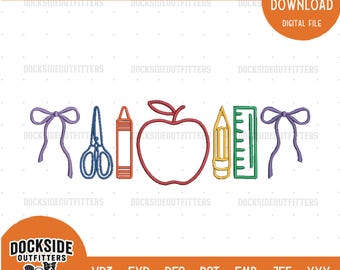 Teacher Embroidery Design, Teaching Stitch File, School Icons Instant Download Bundle Sizes