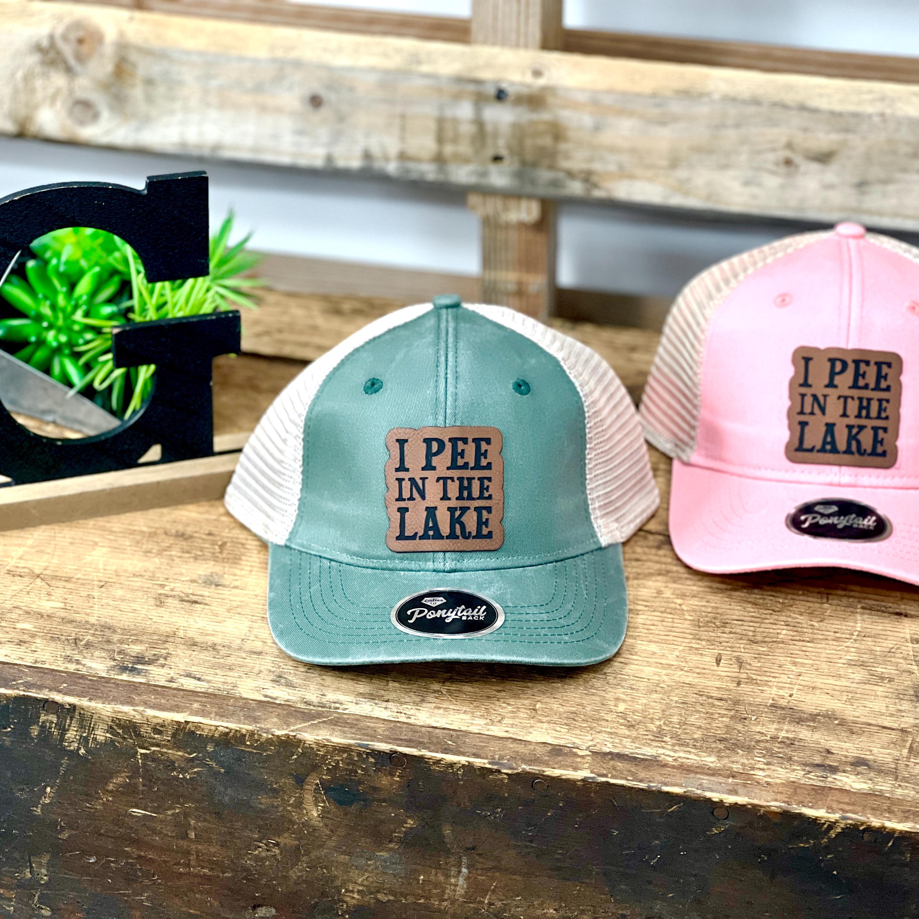 I Pee In The Lake Hat, Funny Lake Hat for Women, Ponytail Snapback Hat, Lake Day Trucker Hat, Boating Cap, Summer Lake Life Hat, Gift