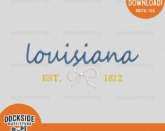 Louisiana Bow Embroidery Design, EST State Bow 10in, Digital Download, Machine Embroidery File, Instant Download, Hoop Art