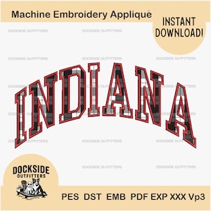 Indiana Applique Embroidery Satin Edge Design, Machine Embroidery File (Instant Digital Download) Bundle
