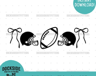 Football Helmet Bow PNG SVG, Game Day Cricut or Sublimation Design, Digital Instant Download