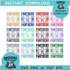 Panther Mascot Cheer Bow SVG PNG: Stacked Text Design (Digital Download) DTF sublimation Laser Engraving image 2