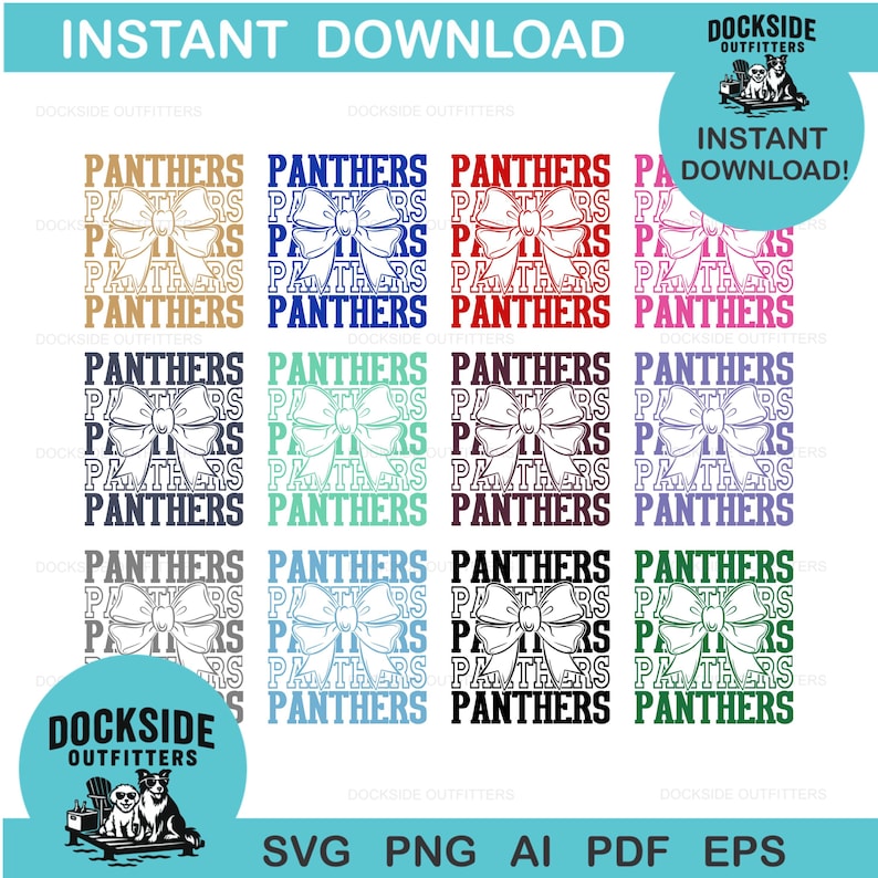 Panther Mascot Cheer Bow SVG PNG: Stacked Text Design (Digital Download) DTF sublimation Laser Engraving image 2