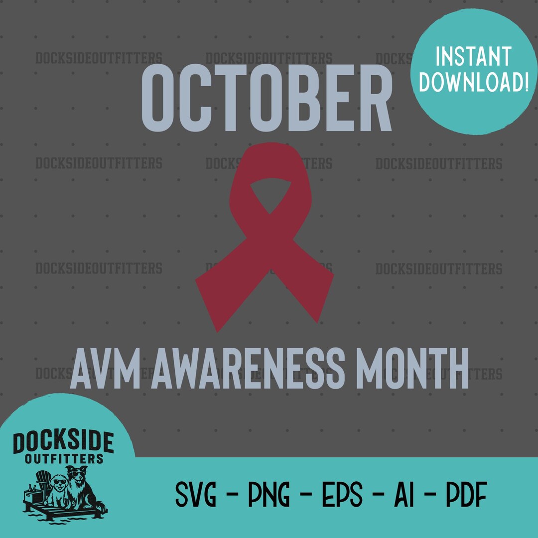 Brain Aneurysm Awareness Ribbon Clipart: October AVM Month (digital ...