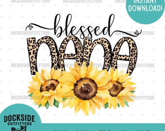 Blessed Nana SVG, Leopard Print Sunflowers (Digital Download)