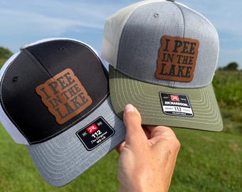 I Pee In The Lake Snapback Hat: Richardson 112 Adjustable Boating Cap