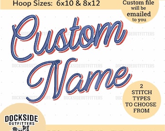Custom Name in Shadow Font Embroidery Design, Customized Digitized Script Lettering Stitch File