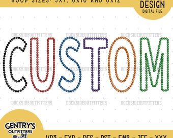 Custom Dot Outline Embroidery, Customized Wording, Digital Download Bundle