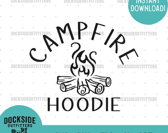 Campfire SVG PNG AI eps pdf Instant Download, Cozy Camp Hoodie Clipart, Outdoor Bonfire Design, Digital Cut File Bundle