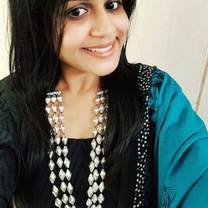 925 Silver Dholki necklace-Silver beaded Indian Statement necklace- Long Layered necklace- Dholki multilayer Oxidized Silver Jewelry