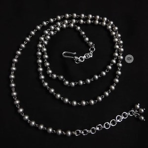 925 Sterling Silver Long Ball Necklace- Indian tribal Oxidized Silver Jewelry for women- Statement boho Layering antique chain jewellery