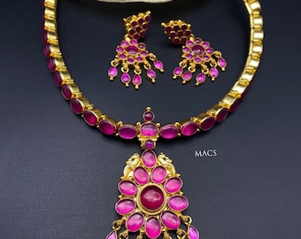 Gold Plated Addigai Necklace Indian 