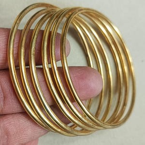 Gold plated Bangles Indian, 22k Gold Plated 925 Silver 6 Bangle set, Traditional Plain Wedding Bangles, Bollywood Stackable Ethnic Bracelet