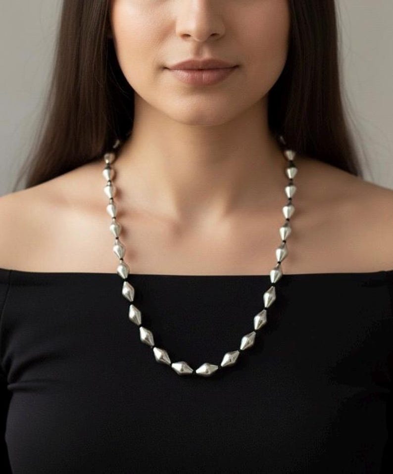 Oxidized 925 Silver Dholki Necklace: Traditional Indian Jewelry image 3