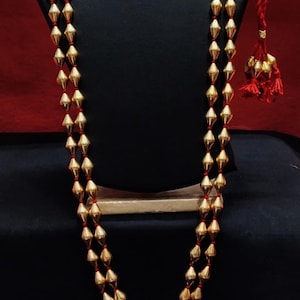 925 Silver Extra long Two Line Gold plated Dholki Necklace- Layered Gold necklace-Indian Jewelry-Beaded Necklaces for women-Silver Jewellery