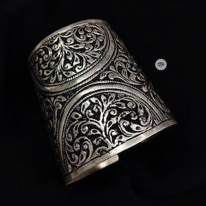Chitai Silver Statement Kada, Silver bangle 925, sterling silver bangle cuff, pure silver long cuff bangle bracelet India jewellery