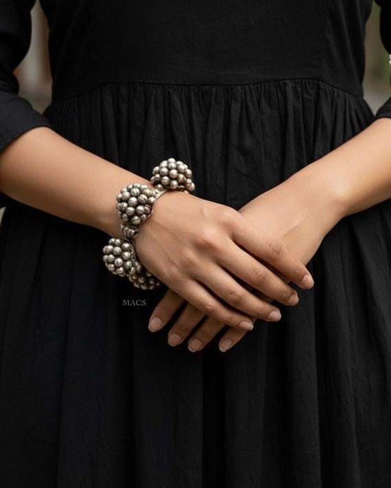 Vintage Ghungaroo Silver Kada: Handmade Bollywood… - image 3