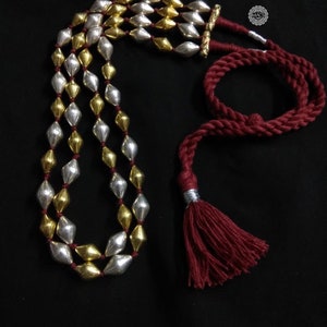 Layered necklace Silver, Indian Jewelry, Dual tone Dholki necklace, Two tone necklace, Gold plated necklace, Silver beaded necklace