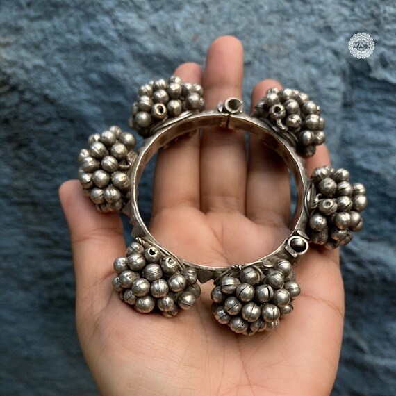 Vintage Ghungaroo Silver Kada: Handmade Bollywood… - image 6