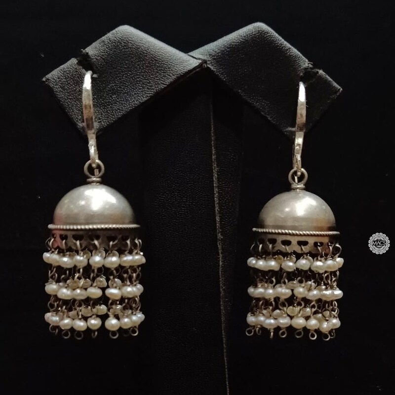 Pure Silver Zinnia Jhumkas with Pearls